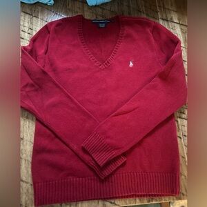 Vintage Ralph Lauren Sport ladies XL cranberry red cotton sweater.